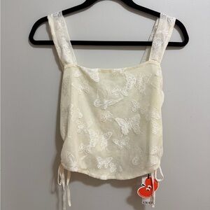 Cream Cider Butterfly Crop Tank